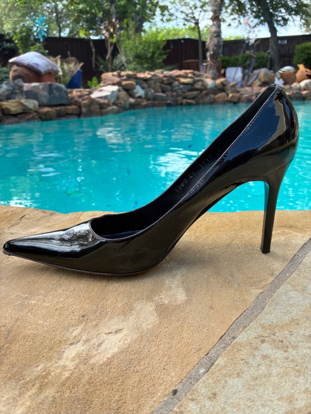 VICINI Giuseppe Zanotti Black Patent leather Pointed-Toe stiletto Pumps 41 Italy - Picture 2 of 13